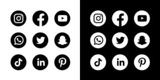 round social a icons white vector