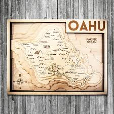 oahu hi wood map 3d nautical wooden