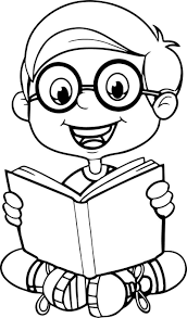Printable mom and daughter are reading a book coloring page. Reading A Book Cute Cartoon Kid Coloring Page