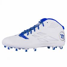 Warrior Lacrosse Burn 8 Mid Cleat Shoes White Blue
