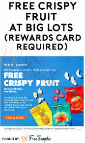 Big lots credit card accounts are issued by comenity capital bank. Free Crispy Fruit At Big Lots Rewards Card Required Yo Free Samples Reward Card Big Lots Crispy