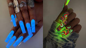 multicolor glow in the dark nails for