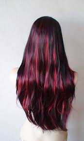 It is a style that could only be achieved with the benefit of thick hair. Black Hair With Burgundy Red Highlight Omg If I Didn T Die My Hair White It Would Be Like This Hair Highlights Hair Styles Hair