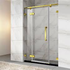 Frameless Sliding Shower Door With Gold