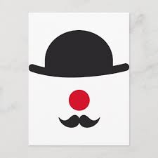 Postal cara de payaso con gorra, nariz roja y bigote | Zazzle.es