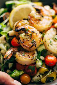 super fresh grilled shrimp salad with
