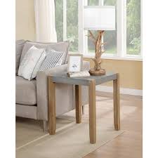 Gray Faux Concrete And Wood End Table