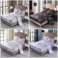 4 Pieces Soft Marble Bed Sheet Set Deep
