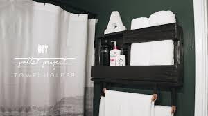 Adding a floating shelf above the toilet is an easy way to add a little charm to a teeny bathroom. Diy Pallet Towel Rack Small Bathroom Storage Youtube
