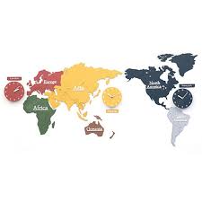 map wall clock decoration painting