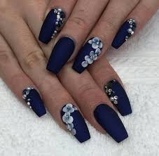 Acrylic nails or artificial nails, are those special type of nails which have the ability to glam up your style quotient to multiple levels. Navy Blue Blue Acrylic Coffin Nails New Expression Nails