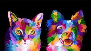 Colorful Cat And Dog Pop Art Portrait