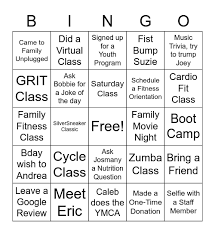 21 day fitness challenge bingo card