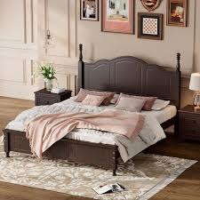 Wood Frame Queen Size Platform Bed With