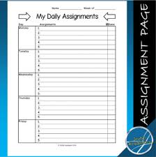 Weekly Assignment Sheet By Joyful Academics Teachers Pay Teachers