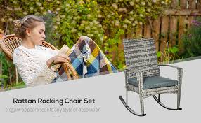 Outsunny Rattan Rocking Chair Rocker