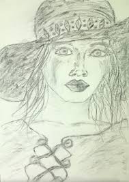 Continue to darken the eyes. Girl With Hat Drawing Portrait Drawing Girl With Hat Art