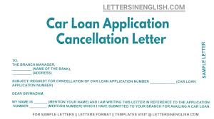 car loan application cancellation