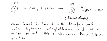 Phenol in presence of sodium hydroxide reacts with chloroform to form  salicyladehyde. The reaction is known as: