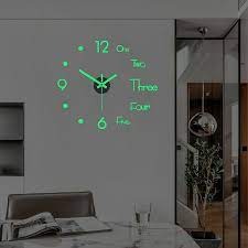 3d Wall Clock Luminous Frameless Wall