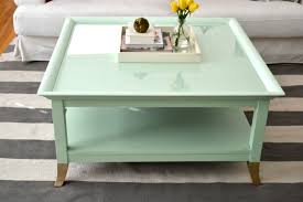 mint coffee table with gold feet a