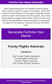 Funny team name ideas to help present your squad in the best fashion. Clan Name Generator For Fortnite Amazon In Appstore For Android