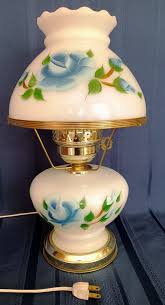 Milk Glass Table Lamp Painted