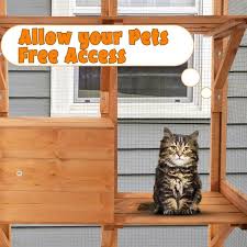 Coziwow Large Wooden Cat House Catio
