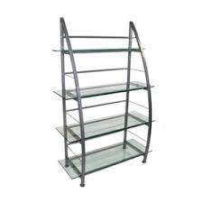 4 tier glass shelving unit curved