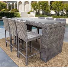 If your outdoor bar tables are counter height (shorter than standard height), consider outdoor seating with heights between 23 and 28. Oasis Bar Table Set With Barstools 7 Piece Outdoor Wicker Patio Furniture Overstock 26423898
