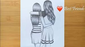 Kleurprentjes.be bevat kleurplaten van de bekendste kinderfiguren. Best Friends Pencil Sketch Tutorial How To Draw Two Friends Hugging Each Other Youtube
