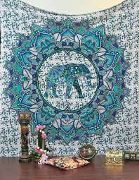 Green Elephant Flower Tapestry