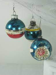 Vintage Mercury Glass Ornaments In Teal