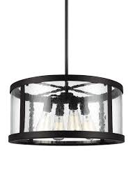 Feiss Harrow Clear Seeded Glass Pendant Light In Oil Rubbed Bronze