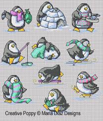 Fun Penguins Cross Stitch Pattern By Maria Diaz