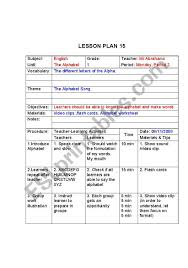 alphabet lesson plan esl worksheet by