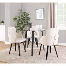 Lumisource Trilogy Round Dinette Table In Black Wood With Clear Glass Top