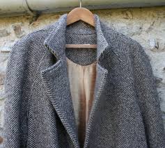 Winter Coat In Herringbone Tweed
