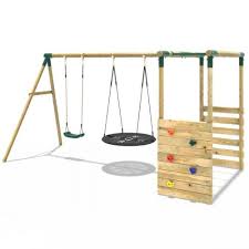 Rebo Wooden Children S Garden Swing Set