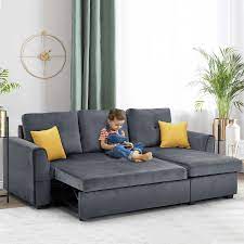 hommow sectional sleeper sofa flannel