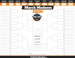 Printable March Madness Bracket 2020 With Team Records
