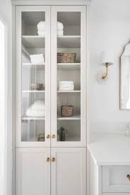 Linen Cabinet With Glass Cabinet Doors