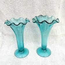 Vintage Decorative Flower Vases Aqua