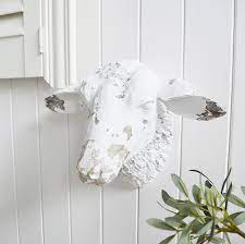 Decorative White Sheep Head Wall Decor