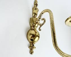 Vintage Gilt Brass Sconces With Faux