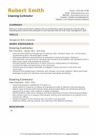 cleaning contractor resume sles