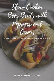 slow cooker beer brats with peppers and