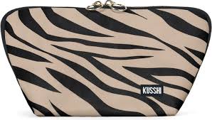 kusshi signature zebra print makeup bag