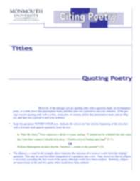 Mla Citing Poetry Pdf Style And Formatting Guide For