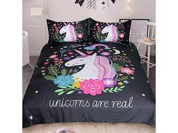 Unicorn Bedding Full Black Pink Unicorn